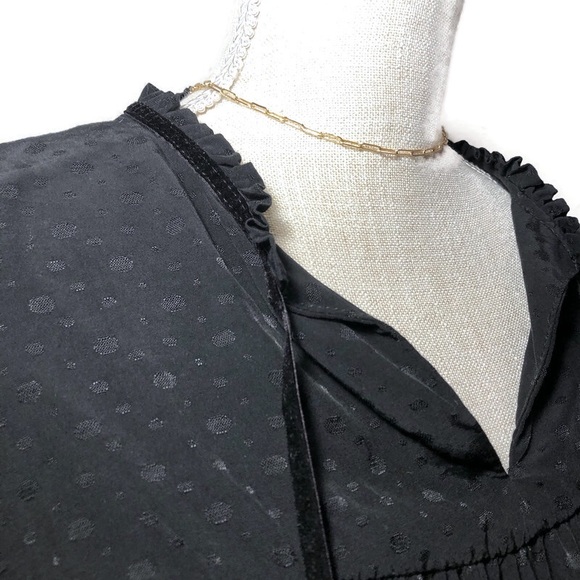 Zara Tops Black Peasant Top w/ Velvet Trim Detail - Picture 8 of 11